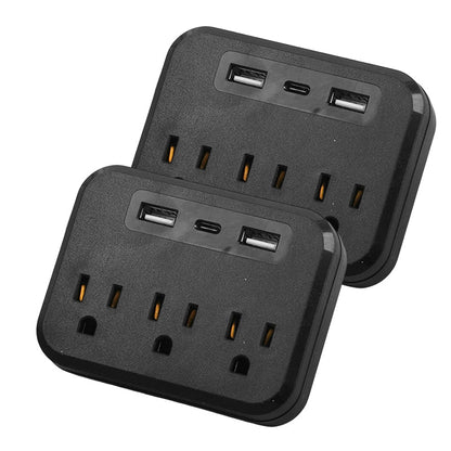 6-in-1 Power Strip with 3 Outlets & 3 USB Ports