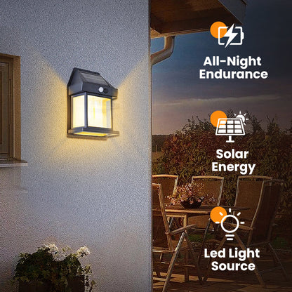 ⚡Motion-Sensor Solar-Powered Tungsten Wall Lamp—Warm glow illuminates when you approach💡, starlight conceals when you depart!🌙