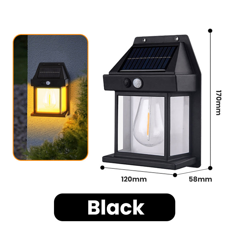 ⚡Motion-Sensor Solar-Powered Tungsten Wall Lamp—Warm glow illuminates when you approach💡, starlight conceals when you depart!🌙