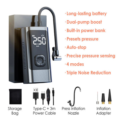 Wireless Portable Car Air Pump with LED Light