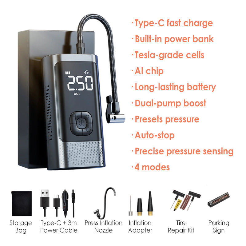Wireless Portable Car Air Pump with LED Light
