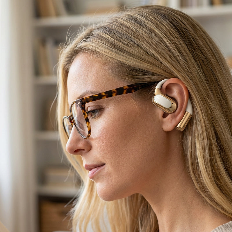 🌀【Wireless open-ear headphones】— With air conduction technology✨, 🎵 music enters your ears while the world  remains outside.💫🌍
