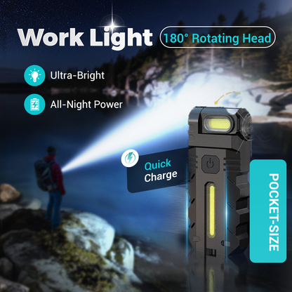 💎 56% OFF! 💎 180° rotatable LED work light – dual beam, magnetic base, and USB-C charging port