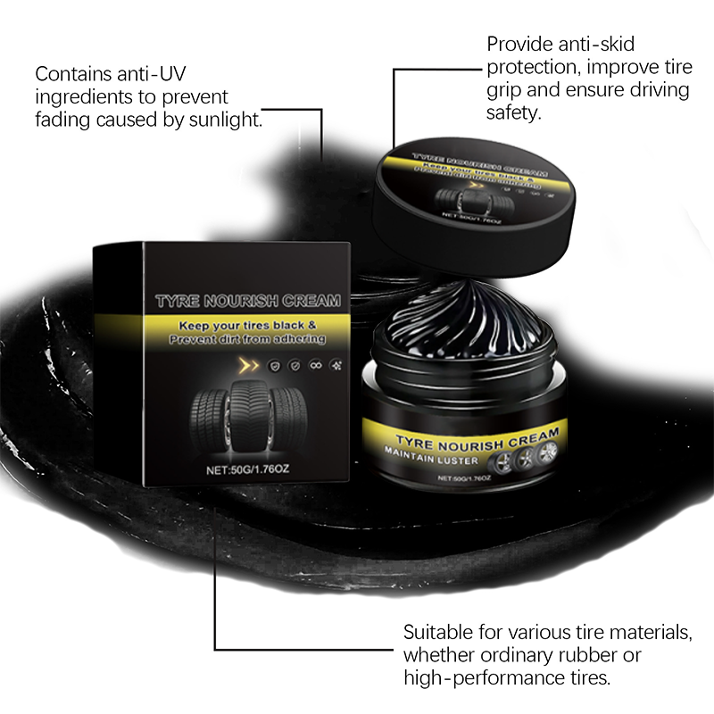 ✨ Tire wax—restores a deep black shine, blocks UV rays, and repels dirt. Quick and easy! 🚗