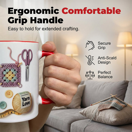 Crochet & Knitting Themed Ceramic Coffee Mug 💫✨