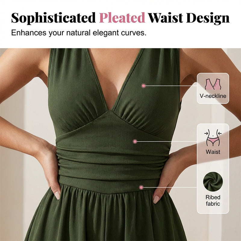 👗 LIMITED-TIME 50% OFF! 💐Women's Sleeveless V-Neck Ruched Waist Romper🏖️