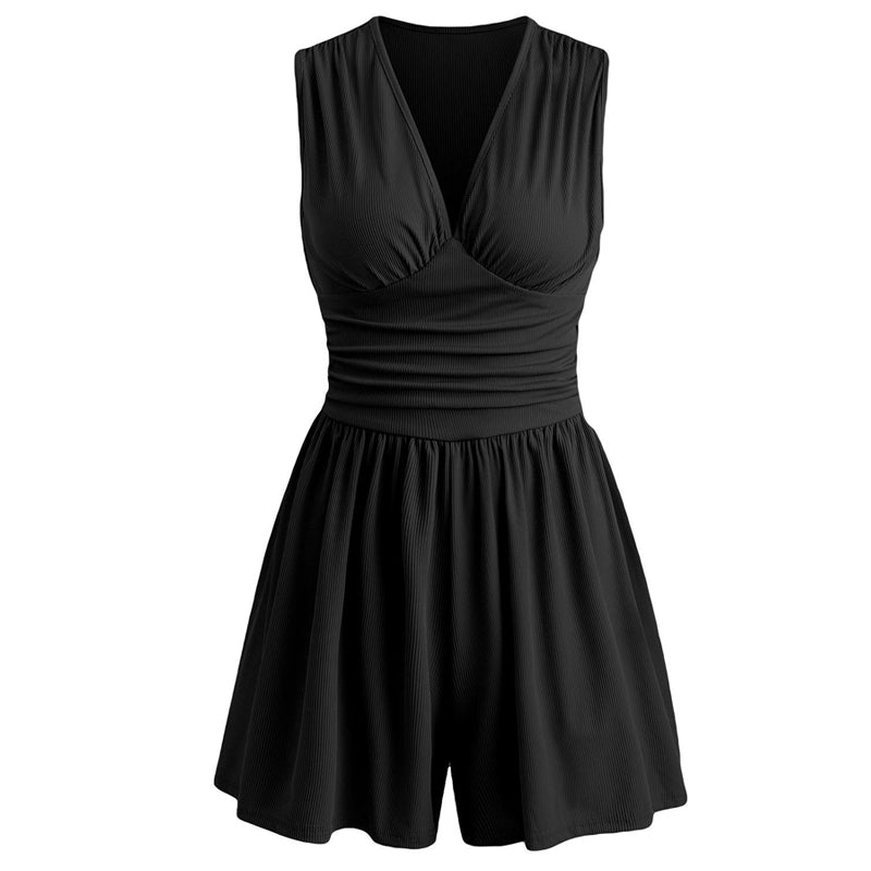 👗 LIMITED-TIME 50% OFF! 💐Women's Sleeveless V-Neck Ruched Waist Romper🏖️
