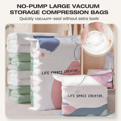 🧳No‑Pump Vacuum Storage Bags – Press & seal, no pump needed. Saves 80% space, keeps clothes dry & dust‑free. Perfect for bulky bedding & off‑season gear. 🛏️🗄️