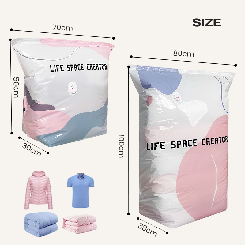 🧳No‑Pump Vacuum Storage Bags – Press & seal, no pump needed. Saves 80% space, keeps clothes dry & dust‑free. Perfect for bulky bedding & off‑season gear. 🛏️🗄️