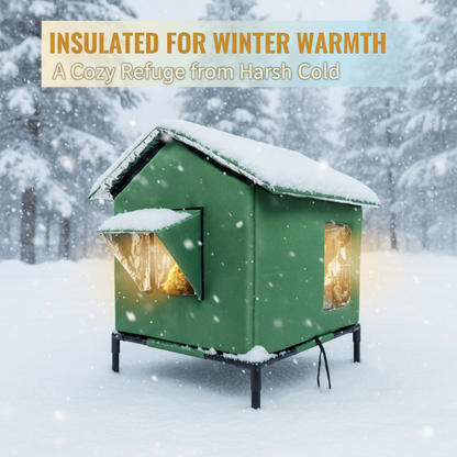 📢📢40% OFF !! ⏰Elevated Insulated Outdoor Cat House – Weather-Resistant Shelter with Thermal Lining & Raised Stand