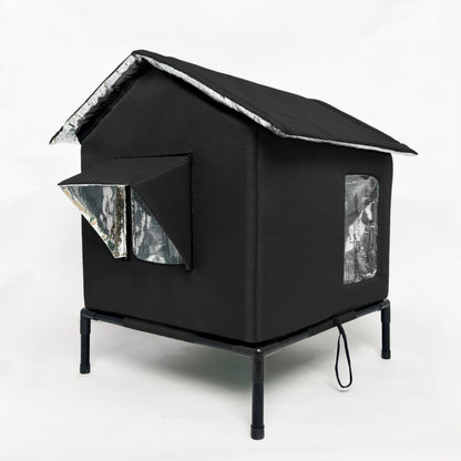 📢📢40% OFF !! ⏰Elevated Insulated Outdoor Cat House – Weather-Resistant Shelter with Thermal Lining & Raised Stand