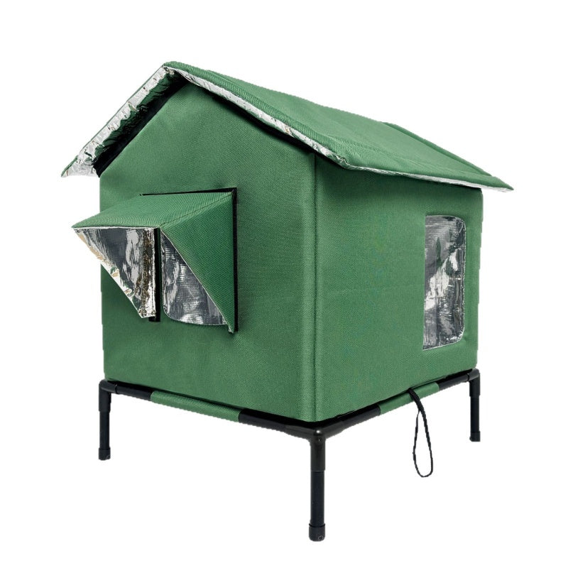 📢📢40% OFF !! ⏰Elevated Insulated Outdoor Cat House – Weather-Resistant Shelter with Thermal Lining & Raised Stand