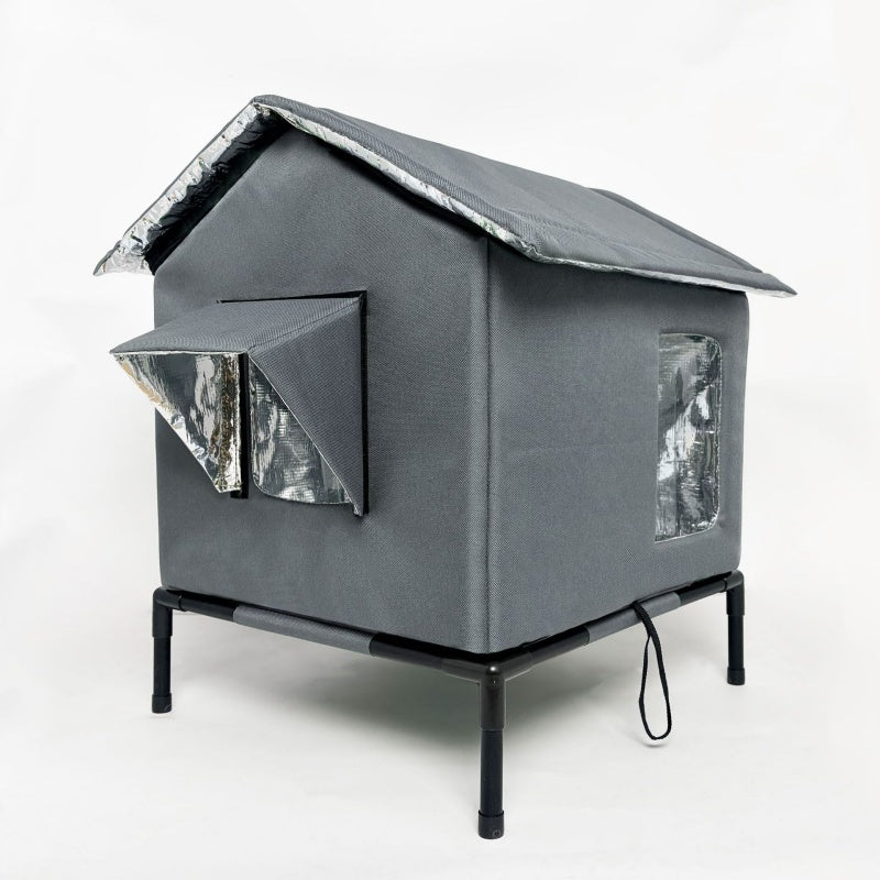 📢📢40% OFF !! ⏰Elevated Insulated Outdoor Cat House – Weather-Resistant Shelter with Thermal Lining & Raised Stand
