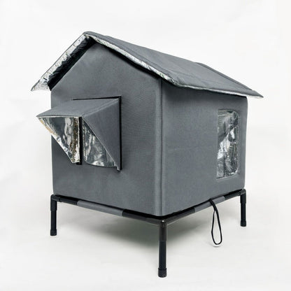 📢📢40% OFF !! ⏰Elevated Insulated Outdoor Cat House – Weather-Resistant Shelter with Thermal Lining & Raised Stand