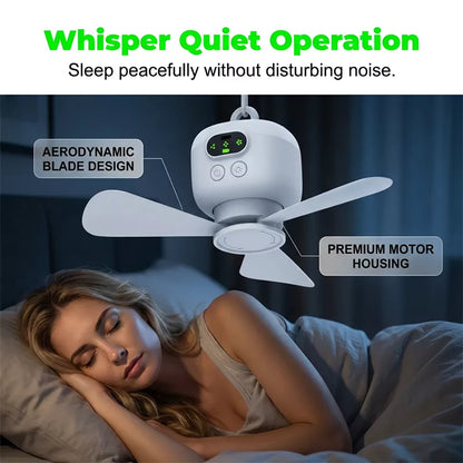 🌀 LIMITED-TIME 50% OFF! ✨ Rechargeable Ceiling Fan with LED Light – 8000mAh Battery, Remote Control, Quiet Motor 🏠