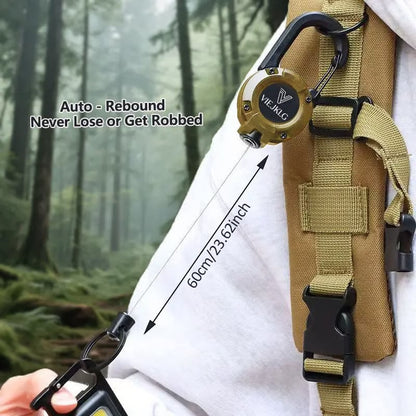 💥More Buy More Discount💥🏆Retractable Carabiner Keychain 🎣 – 65cm Steel Cord, Heavy-Duty Badge Reel, Lightweight EDC Tool for Keys, ID & Outdoor Use