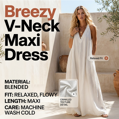 🔥 50% OFF · Women's Casual V-Neck Sleeveless Maxi Dress ✨