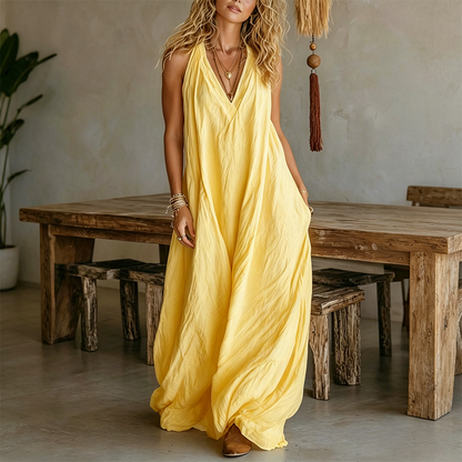 🔥 50% OFF · Women's Casual V-Neck Sleeveless Maxi Dress ✨