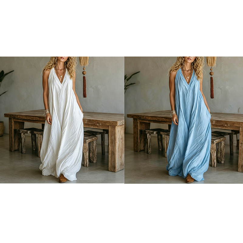 🔥 50% OFF · Women's Casual V-Neck Sleeveless Maxi Dress ✨