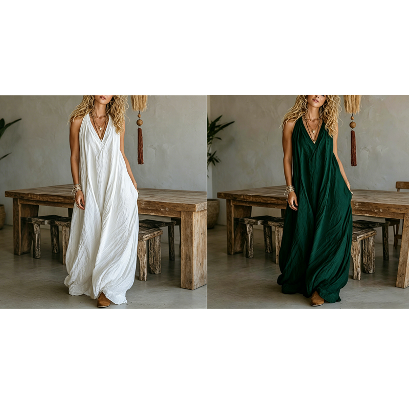 🔥 50% OFF · Women's Casual V-Neck Sleeveless Maxi Dress ✨