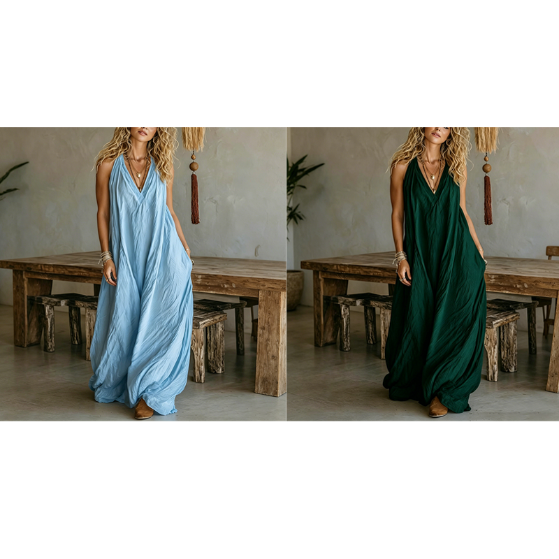 🔥 50% OFF · Women's Casual V-Neck Sleeveless Maxi Dress ✨