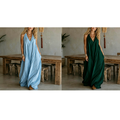 🔥 50% OFF · Women's Casual V-Neck Sleeveless Maxi Dress ✨