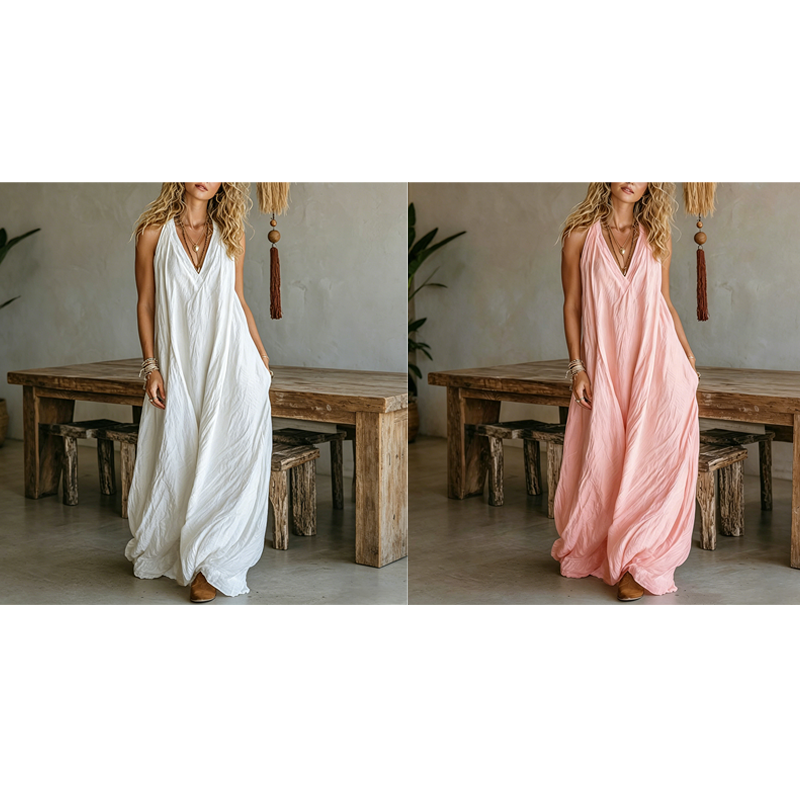 🔥 50% OFF · Women's Casual V-Neck Sleeveless Maxi Dress ✨