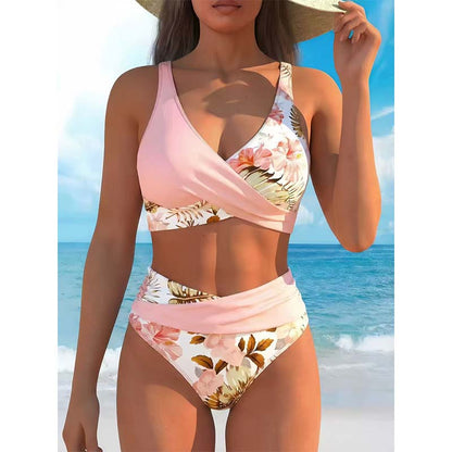🏝️ Island Getaway Ready! ✨ Floral Print High Waist Set – Retro Chic Meets Modern Fit. 🌺