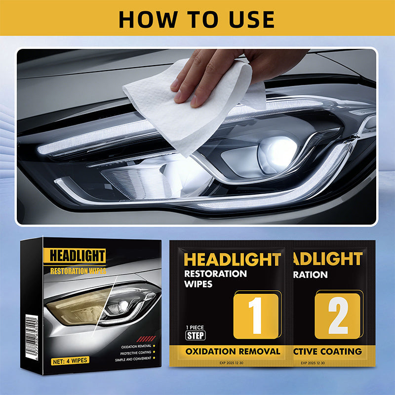 2-Step Car Headlight Restoration Wipe Kit