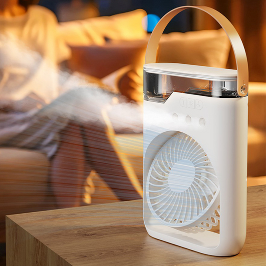 ❄️ 3-Nozzle Ice‑Ready Mist Fan | Powerful Cooling Mist + Refreshing Breeze – Beat the Heat Indoors & Outdoors, Summer Essential!