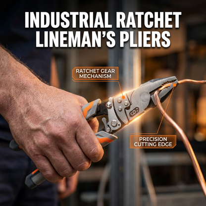 🔧 Industrial Ratchet Lineman's Pliers – Multi-functional Wire Stripper Cutter with Ratchet Gear, Heavy-Duty Hardened Steel Pliers for Electrical Work & Home Repair