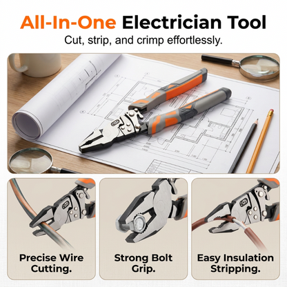 🔧 Industrial Ratchet Lineman's Pliers – Multi-functional Wire Stripper Cutter with Ratchet Gear, Heavy-Duty Hardened Steel Pliers for Electrical Work & Home Repair