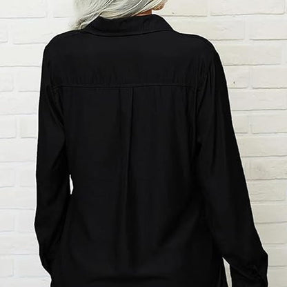 👔 PROMO LIMITÉE -50% ! ✨ Chemise Femme Unie à Revers – Col Classique, Poches Poitrine, Coupe Ample, 6 Coloris, Tailles S-2XL 🌿