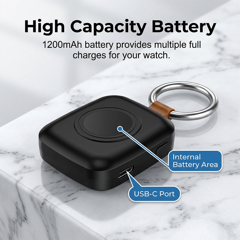 ⌚🔋 Smartwatch power bank – wireless charger, 1200mAh, compact & stylish!