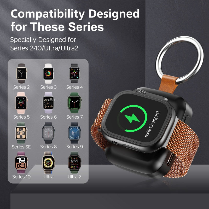 ⌚🔋 Smartwatch power bank – wireless charger, 1200mAh, compact & stylish!