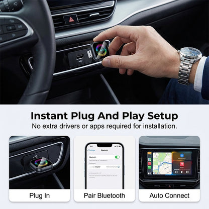 🚗 Wireless Car Adapter with RGB Light – Plug & Play