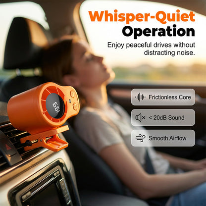 🚗50% OFF HOT SALE! 💨Portable Clip-On Car Turbo Cooling Fan, 3-Speed Adjustable Hands-Free Auto Vent Fan with LED Digital Display