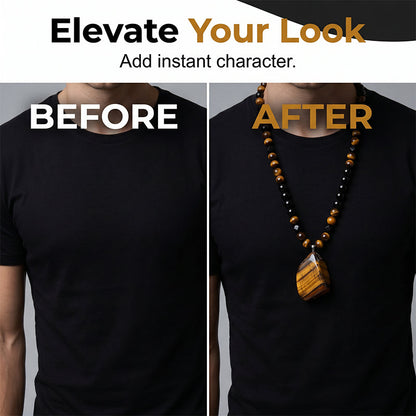🔥50% OFF NOW🦁Men's Natural Tiger's‑Eye Beaded Necklace‑Stylish Energy Healing Stone Jewelry for Daily & Gift‑Giving