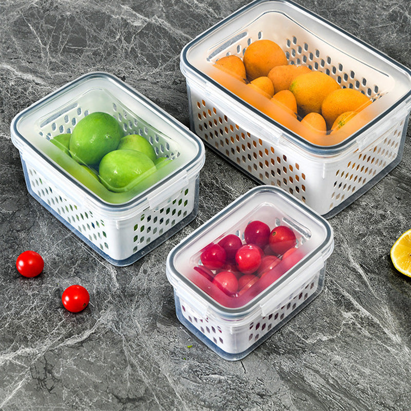 🍓✨ 3-PC Fruit Container Set – Removable Colander, Leak-Proof & Stackable