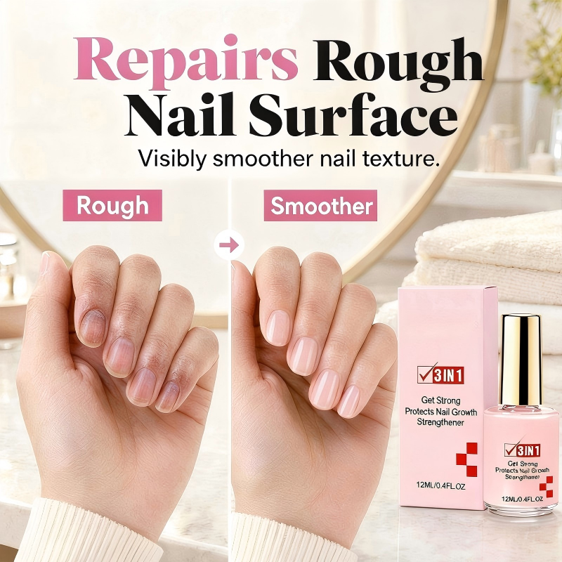 💅Limited Time Buy 1 Get 1 FREE！✨3-in-1 Nail Strengthener Treatment, Repair Serum for Weak Soft Cracked Nails, Smooth Shiny Nail Hardener for Damaged Nails
