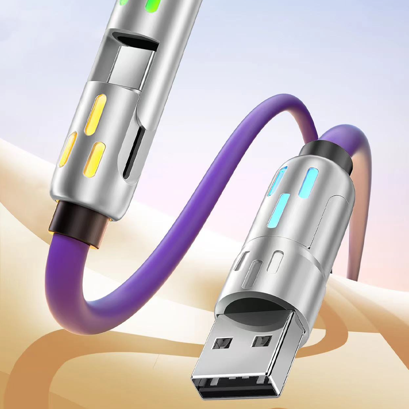 🔌4-in-1 RGB Glowing Fast Charging Cable, Universal Multi Device Charging Cord for Travel🌍