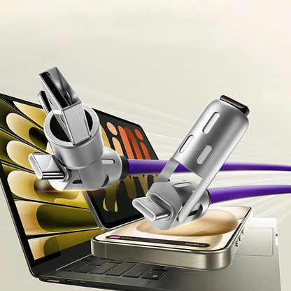 🔌4-in-1 RGB Glowing Fast Charging Cable, Universal Multi Device Charging Cord for Travel🌍