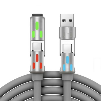 🔌4-in-1 RGB Glowing Fast Charging Cable, Universal Multi Device Charging Cord for Travel🌍