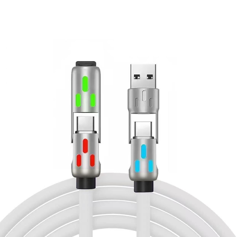 🔌4-in-1 RGB Glowing Fast Charging Cable, Universal Multi Device Charging Cord for Travel🌍