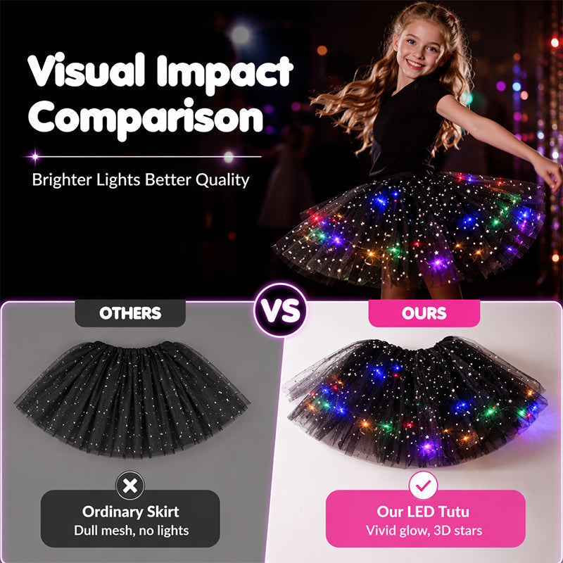 ✨🌈LED Light-Up Sequin Tutu Skirt – Kids & Adult Sizes, Triple-Layer Tulle and Stretch Waistband 💃