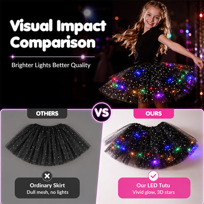 ✨🌈LED Light-Up Sequin Tutu Skirt – Kids & Adult Sizes, Triple-Layer Tulle and Stretch Waistband 💃