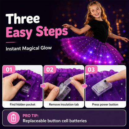 ✨🌈LED Light-Up Sequin Tutu Skirt – Kids & Adult Sizes, Triple-Layer Tulle and Stretch Waistband 💃