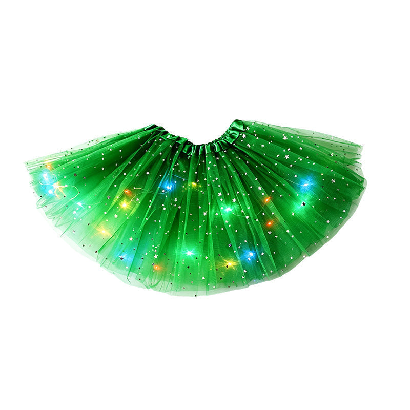 ✨🌈LED Light-Up Sequin Tutu Skirt – Kids & Adult Sizes, Triple-Layer Tulle and Stretch Waistband 💃