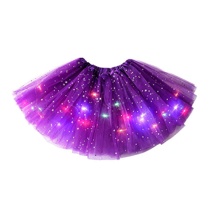 ✨🌈LED Light-Up Sequin Tutu Skirt – Kids & Adult Sizes, Triple-Layer Tulle and Stretch Waistband 💃
