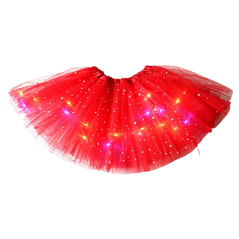 ✨🌈LED Light-Up Sequin Tutu Skirt – Kids & Adult Sizes, Triple-Layer Tulle and Stretch Waistband 💃